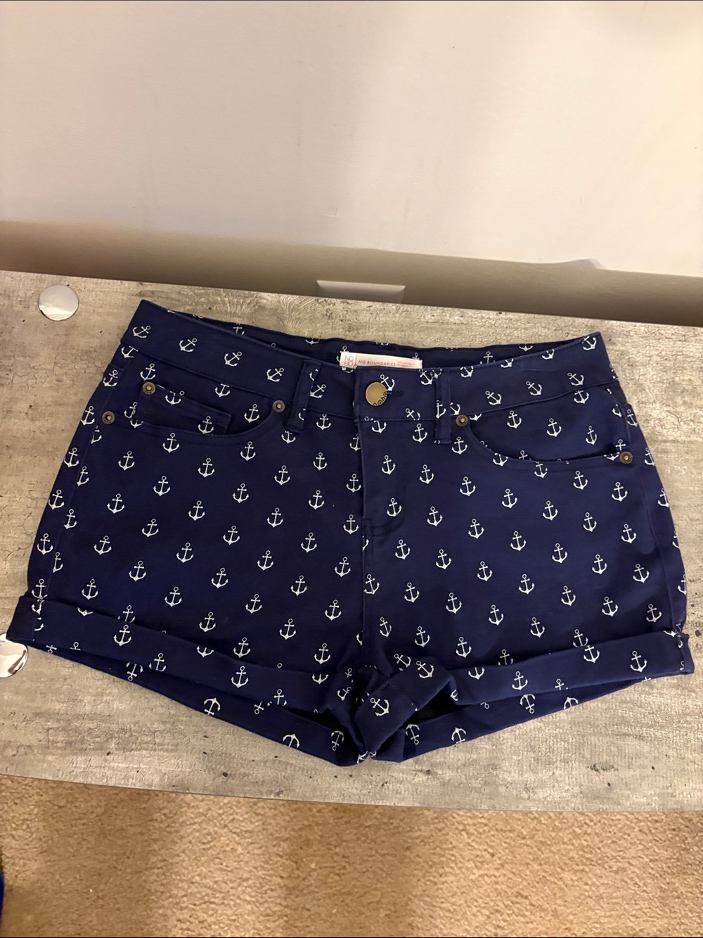 Never Worn No Boundaries Dark Blue Anchor Print Shorts(run small)